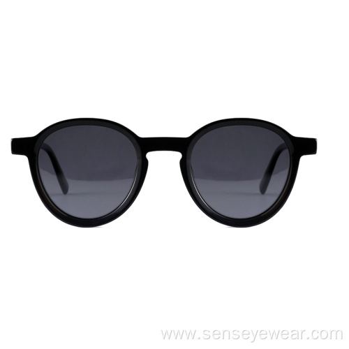 Women Vintage Round Polarized Shades Acetate Sunglasses